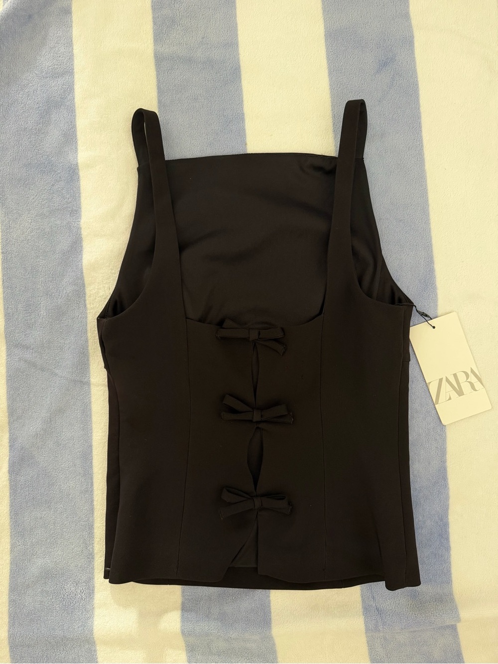 ZARA Black Bow-Back Tank Top